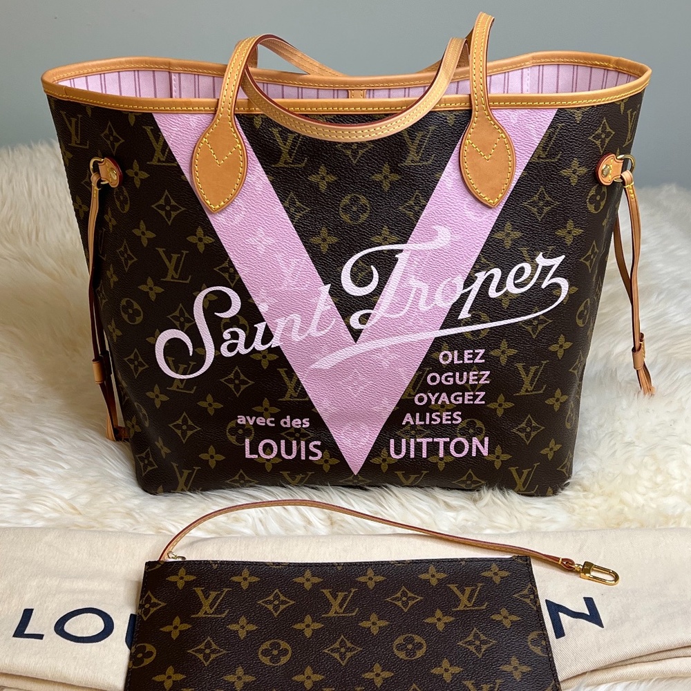 NOT FOR SALE Louis Vuitton Saint Tropez Monogram Neverfull MM With POUCH